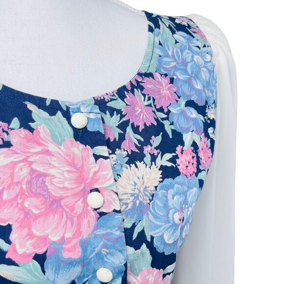 Vintage 80s Womens Floral Granny Cottagecore Sheer Sleeve Dress X-Small / Small - Picture 6 of 13